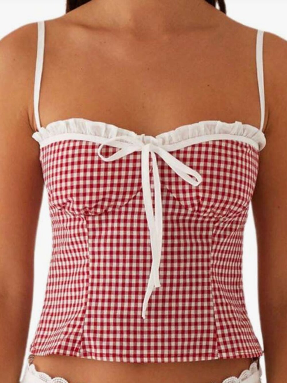Women's Red Gingham Corset Top